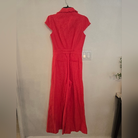NWT ME+EM Textured Zip-Up Jumpsuit Tulip Red Size 2 - Picture 12 of 16
